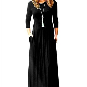 3/4 Sleeve Black Maxi